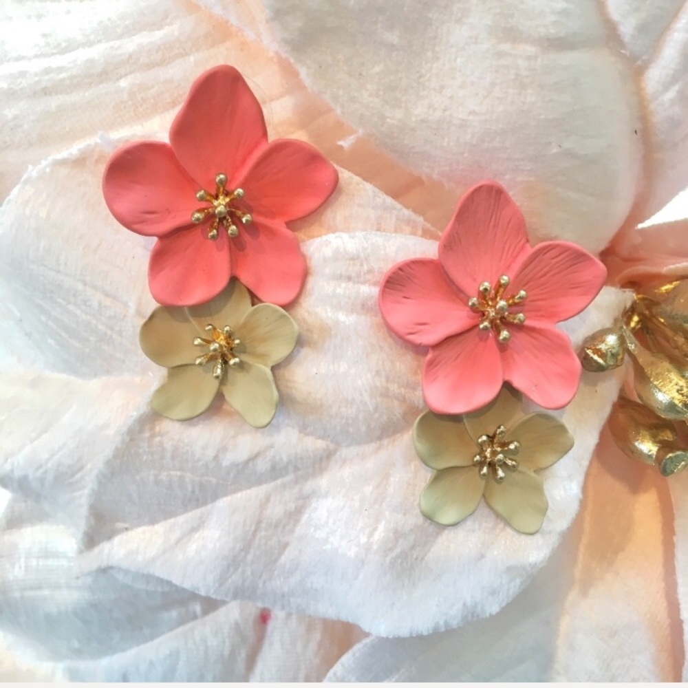 Orchid flower drop earrings floral - Picture 7 of 8